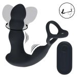 Dual Vibrating Remote Rotating Head Silicone Prostate Stimulator with Cock and Ball Ring - Figura 1