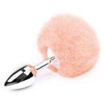 Soft Pink Faux fur Rabbit Tail Stainless Plug - Figura 1