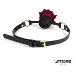 Gold Metal rose mouth gag Black - Figura 3
